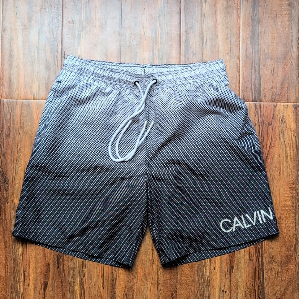 Calvin Klein Black and Gray Men's Swim Shorts